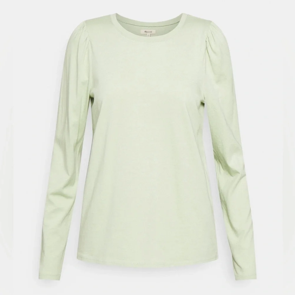 Madewell - Easy Puff Light Green Crewneck Long Sleeve Lightweight Blouse SZ XS